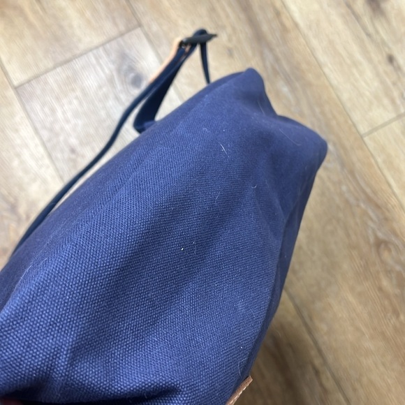Jack + Mulligan Navy with Cream Leather Canvas Backpack main image 4